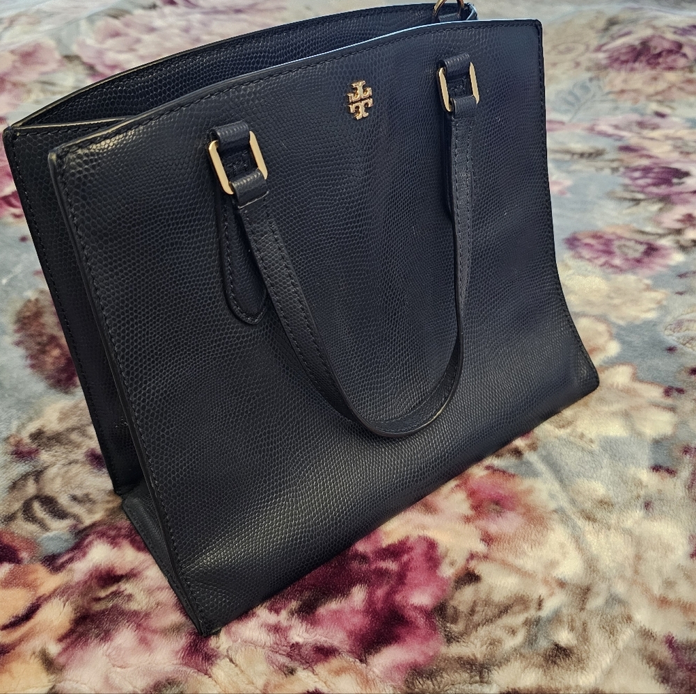 Tory Burch Navy Textured Tote/crossbody, Navy